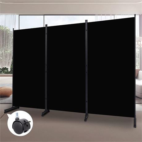 Room Divider Folding Privacy Screens with Wheels, 6FT Tall Divider for Room