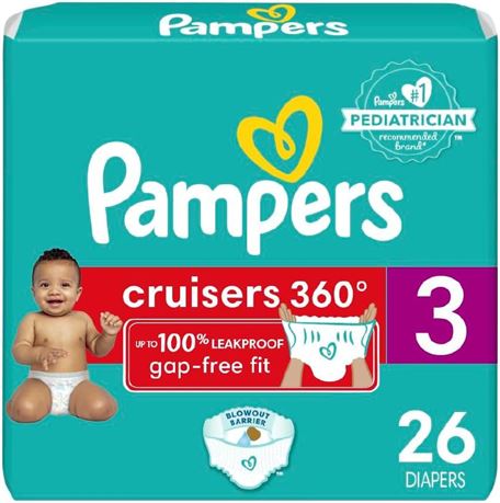 Pampers Cruisers 360 Diapers - Size 3, 26 Count, Pull-On Disposable Baby