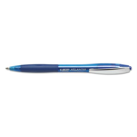 2 pack BIC VCG11BE, Atlantis Ballpoint Retractable Pen, Blue Ink, Medium, 1mm,