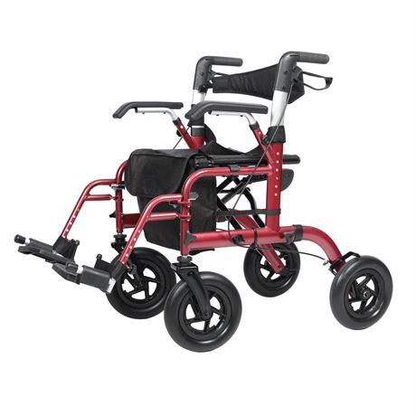 ELENKER All-Terrain 2 in 1 Rollator Walker & Transport Chair, Folding