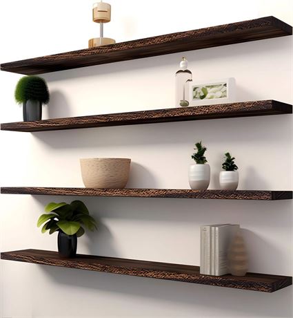 48 Inch Rustic Farmhouse Floating Shelves for Wall Decor Storage Wood Wooden