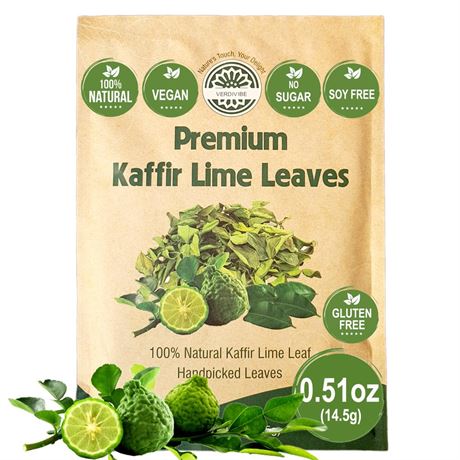 Premium Dried Kaffir Lime Leaves - 0.51 oz (14.5g) Pack for Authentic Thai