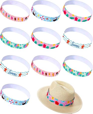 20 Pcs Stretchable Hat Accessories - Summer Beach Sun Hat Band, Western Cowboy