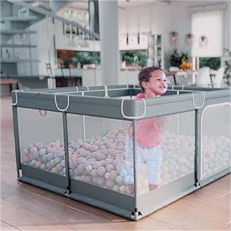 TODALE Baby Playpen 50”×50” Gray Playpen for Babies and Toddlers, Safe &