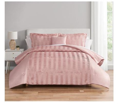 Mainstays Blush Pink 10 Piece Bed in a Bag Comforter Set with Sheets, Full