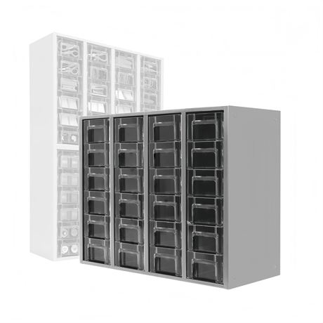 24-Drawer Heavy Duty Metal Parts Cabinet – Bolt and Nut Organizer with Clear PS