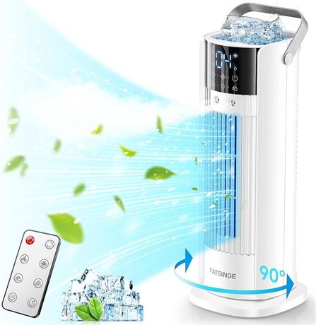 Portable Air Conditioner Tower Fan, 16" Evaporative Air Cooler with Remote, 90°