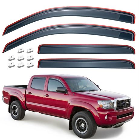 in-Channel Rain Guards Compatible with 2005-2015 Tacoma Double Cab Side Window