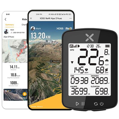 XOSS G+ Gen2 GPS Bike Computer ANT+/ Bluetooth IPX7 Waterproof Cycling Computer