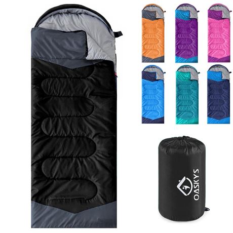 oaskys Camping Sleeping Bag - 3 Season Warm & Cool Weather - Summer Spring Fall