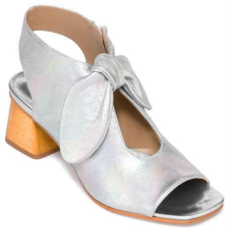 MOOMMO Women Heeled Sandals with Bow Open Toe Low Chunky Block Heel Sandal
