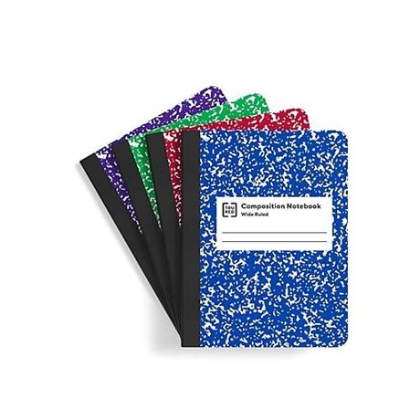 Staples Composition Notebook 7.5  X 9.75  Wide Ruled 100 Sheets Assorted Colors