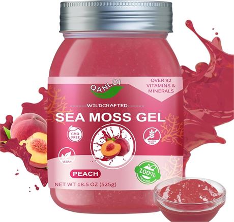 Organic Sea Moss Gel, 18.5 OZ Irish Seamoss Gel Made with Real Fresh Fruit,