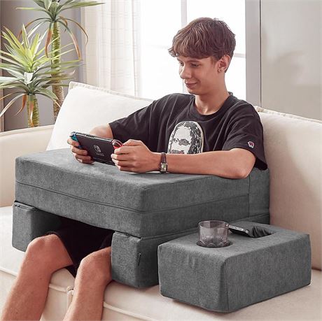 Reading Pillow for Gaming, Memory Foam Gaming Pillow for Lap with Coaster,