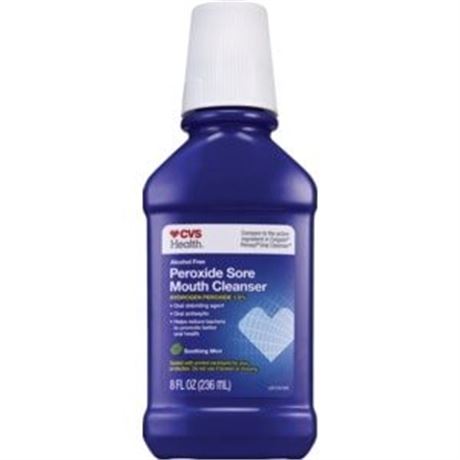 CVS Peroxide Sore Alcohol Free Mouth Cleanser, Soothing Mint, 8 Oz/2 bottles