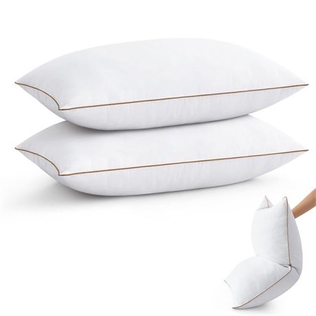 puredown® Goose Feather Down Pillows Standard Size Set of 2, Soft Fluffy Luxury