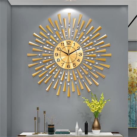 FLEBLE Large Wall Clocks for Living Room Decor Big Modern Silent Wall Clock