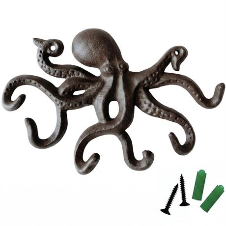Cast Iron Coat Hooks Rustic Octopus Key Holder Heavy Duty Hooks Wall Mounted