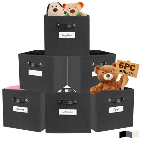 Foldable Cube Storage Organizer 6 Pack, 13 x 15 x 13 inch Fabric Cube Storage