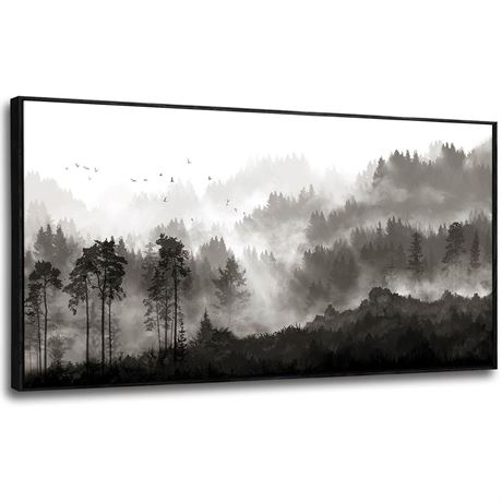 Framed Wall Art Large Wall Decor Mountain Painting 20" x 40" Canvas Wall Art