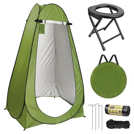 BLIKA Portable Toilet Kit for Adults, Pop Up Privacy Tent, Washable Foldable