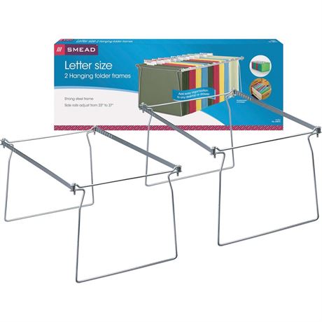 2 PACK Smead 64870 Hanging Folder Frame, Letter Size, 23-27' Long, Steel, 2/Pack