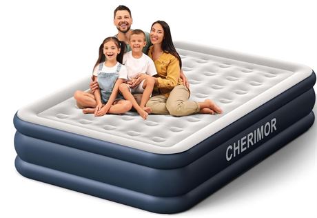 Air Mattress Queen with Built in Pump, 18 inch High Thicken Sturdy Inflatable