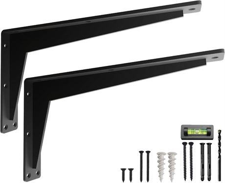 Heavy-Duty Load L Mantel Shelf Brackets by Balin Designs (Black) DIY Brackets