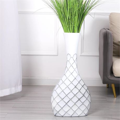 Leewadee Decorative Tall Floor Vase for Living Room Decor, 26 inches, White