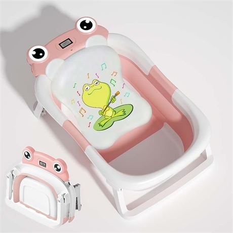 Collapsible Baby Bathtub | Foldable Baby Bath Tub with Soft Floating Cushion &