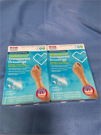 CVS health waterproof transparent dressings - 10 count assorted sizes (2pack)
