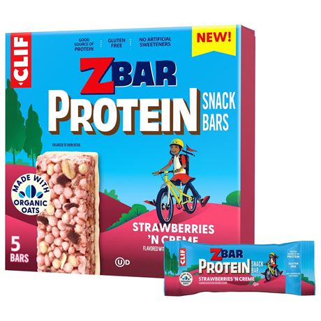 Zbar Protein Strawberries 'N Creme Snack Bars, Gluten Free Protein Bars, Snacks