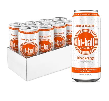 Hiball Clean Energy Drink - Blood Orange - Zero Sugar, Zero Calorie Sparkling