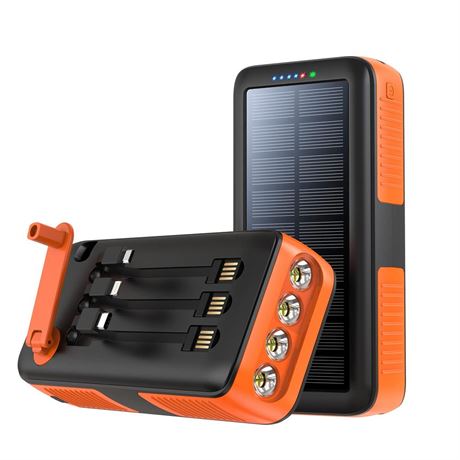 Solar Charger Power Bank 63200mAh, Portable Charger with Dual Outputs & Dual