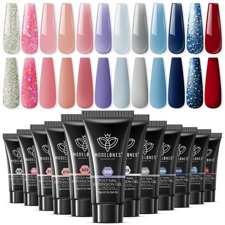 modelones Poly Nail Extension Gel Kit 12 Colors Modern Muse Collection Poly Gel