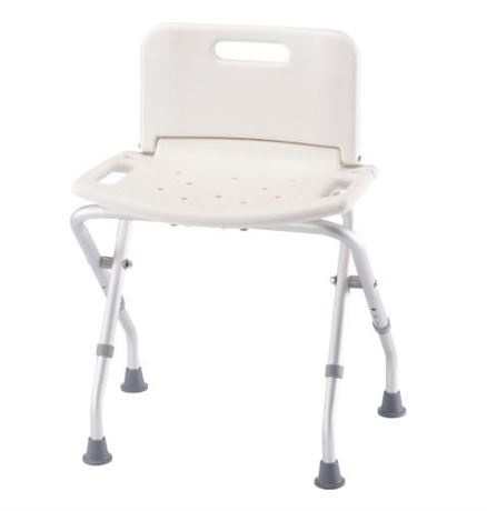 Folding Bath Seat with Back Support  Portable Shower Bench  White