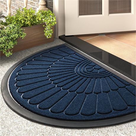 Door Mat Outdoor Indoor Entrance Doormat-Semicircular Durable Rubber Non Slip