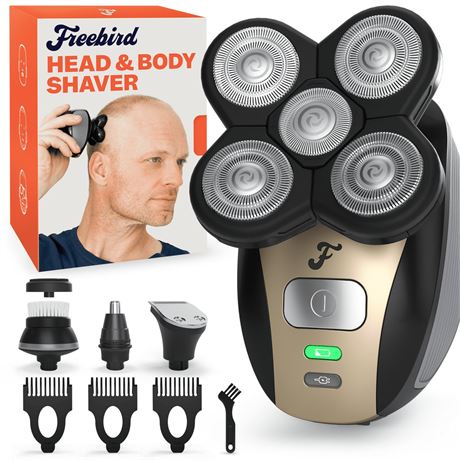 Freebird FlexSeries Shaving Kit, Waterproof Head Shaver for Bald Men with 5