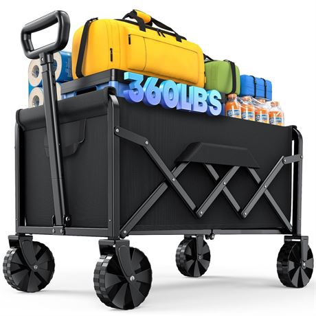 Kitsure Collapsible Wagon with Wheels, Foldable Dog Wagon Carts with 360lbs