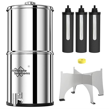 Membrane Solutions Stainless Steel 2.25G Gravity Water Filter, Countertop Water