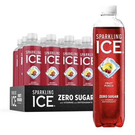 Sparkling Ice, Fruit Punch Sparkling Water, Zero Sugar Flavored Water, with