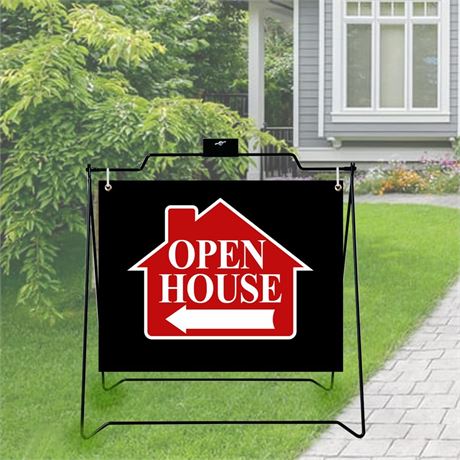 2 UNITS BLACK Realtor A-Frame Metal Stand 22"x18" Open House Sidewalk Signs