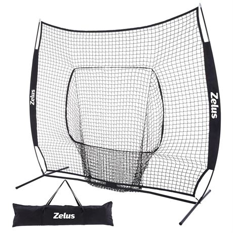 ZELUS 7x7ft Baseball Net for Hitting and Pitching Practice and Training | 7'x7'