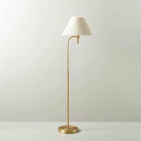 Pleated Shade Metal Floor Lamp Cream/Brass (Includes LED Light Bulb) - Hearth &