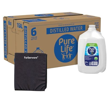 Pure Life Distilled Water, 1 Gallon, Plastic Bottled Water - 5 Total Gallons (5