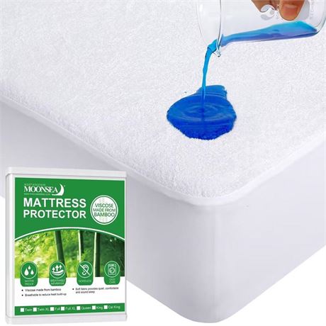 Moonsea Crib Mattress Protector, Waterproof Crib Mattress Pad Cover, Smooth Top