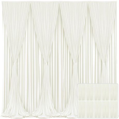 10 Panels Ivory Backdrop Curtain for Wedding Parties Wrinkle Free Ivory Photo