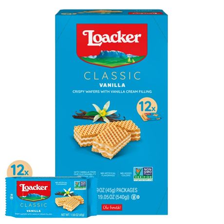 Loacker Classic Vanilla Wafers - Premium Crispy Vanilla Wafer Cookies with