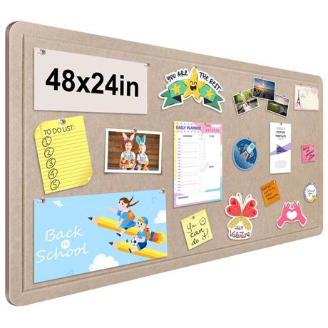 Large Bulletin Board, 48x24 Inches Cork Board Alternative, Large Felt Board