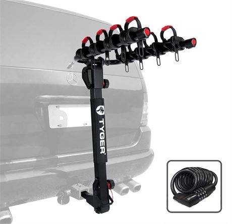 Tyger Auto TG-RK4B102B Deluxe 4-Bike Carrier Rack Compatible with Both 1-1/4''